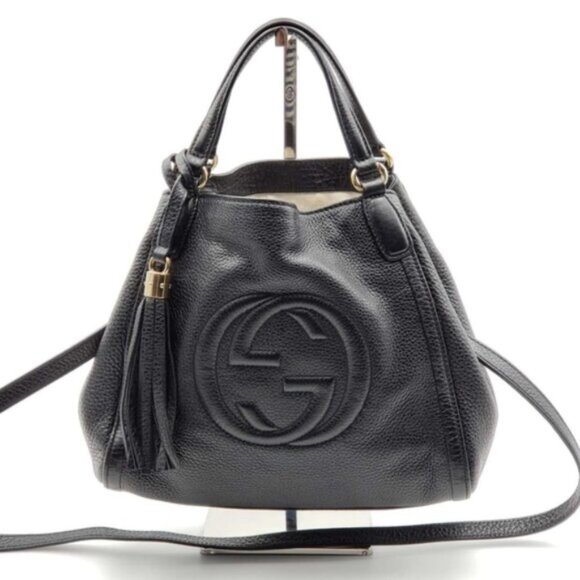 GUCCI Soho Black Leather Shoulder Bag lux583-100225 - Picture 1 of 16